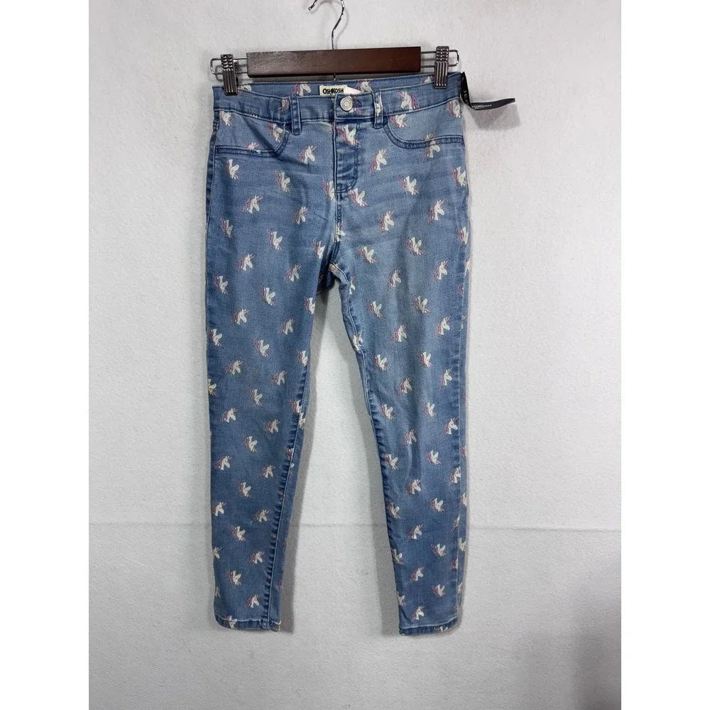 OshKosh B'gosh Kids Jeans Size 12 Unicorn‎ Print Denim Stretch Pants Girls New
